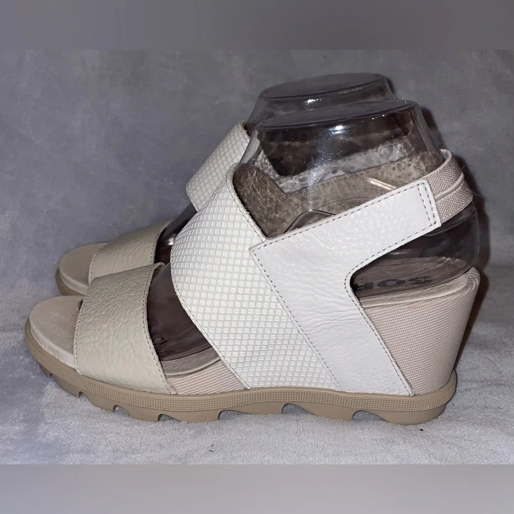 Sorel Women’s Joanie II White/Ivory Textured Wedge Sandals Slingback NL3557-125 - Picture 5 of 11
